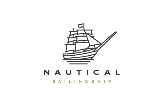 Line Art Monoline Sailing Ship Logo Review