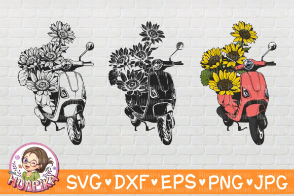 Motorcycle with Sunflower Clipart Review