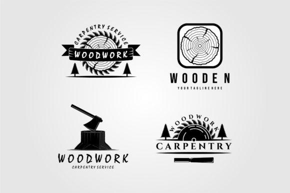 Set of Carpentry Vector Logo Design Review