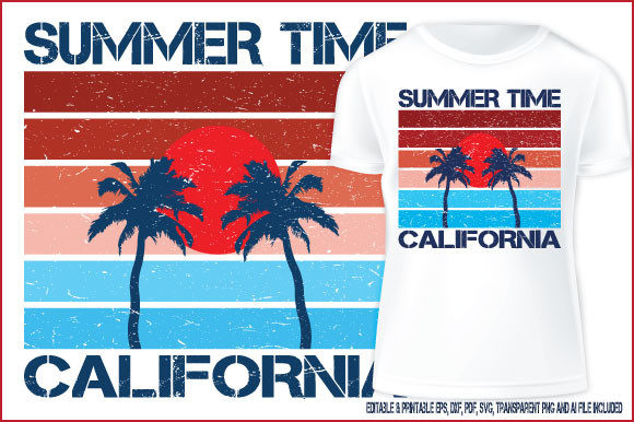 T-shirt Design Summer Time California